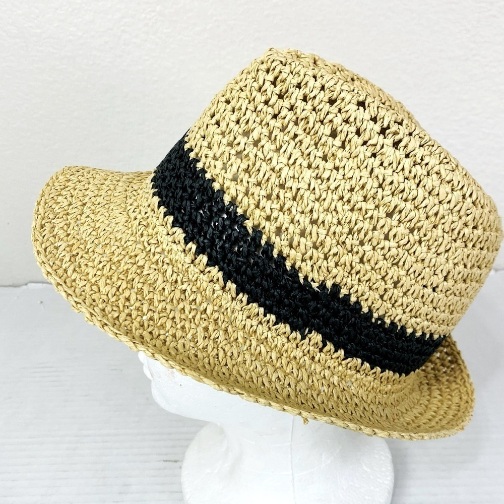 Kathy Jeanne Straw Summer Fedora Hat OS